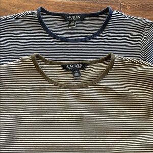 Lauren Ralph Lauren classic striped tee T-shirts sz large green / blue (w flaws)